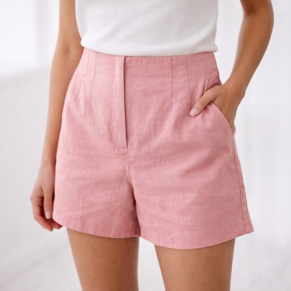 Zara Blush High-Waist Tailored Shorts